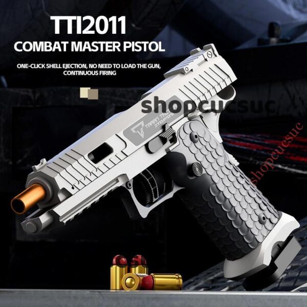 TTI2011 Combat Master - Súng lục nhựa đồ chơi auto văng shell Blowback (2 màu) - Hình ảnh 4