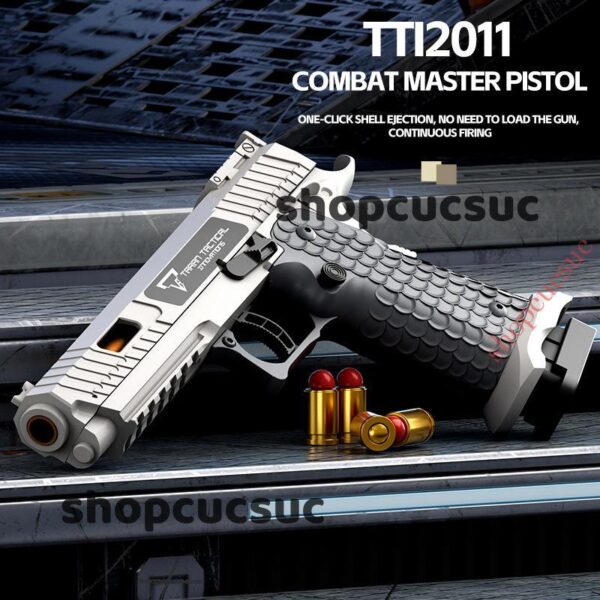 TTI2011 Combat Master - Súng lục nhựa đồ chơi auto văng shell Blowback (2 màu) - Hình ảnh 13