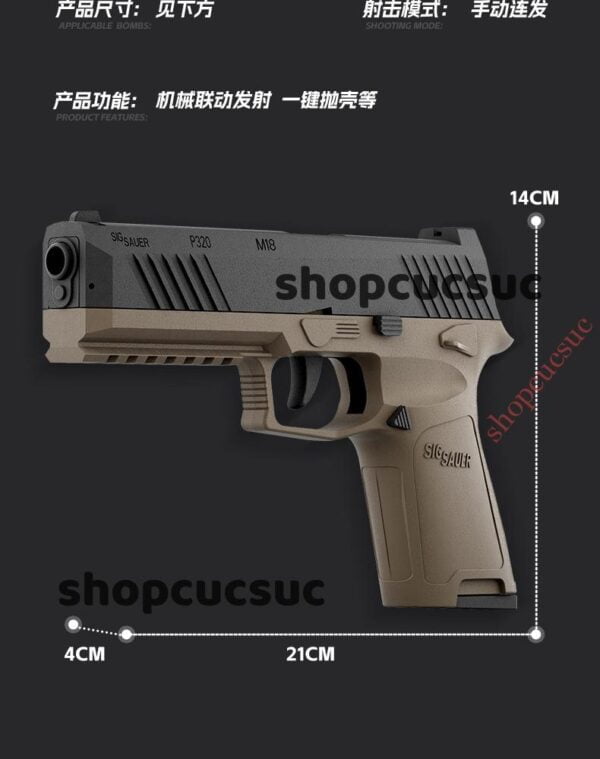 SIG Sauer P320 - Súng đồ chơi nhựa ABS 21cm (2 màu) - Hình ảnh 5