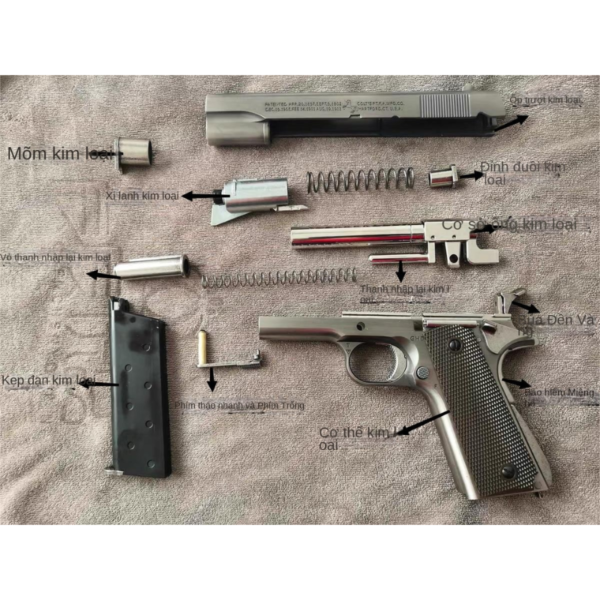 AQK M1911 Ver 3 Súng đạn thạch/BB 100% kim loại thép Vonfram - Hình ảnh 4