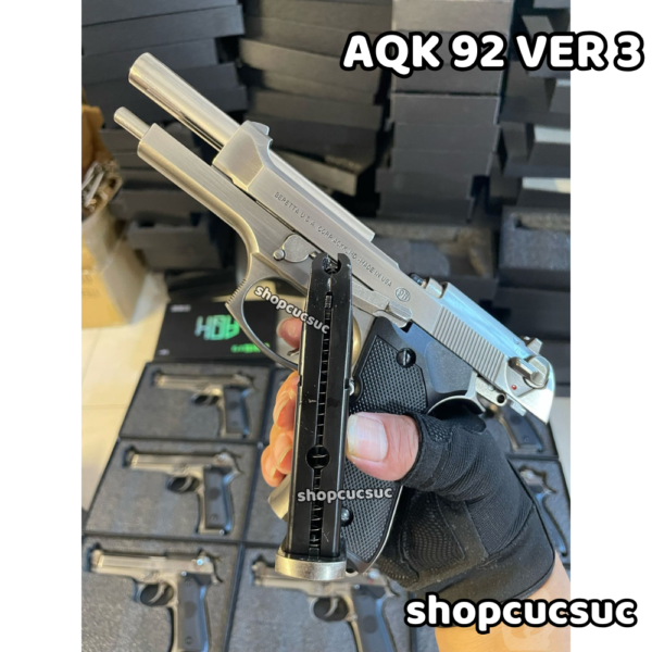 AQK 92 Ver.3 - Beretta M92 100% kim loại thép vonfram - Súng đạn thạch/6mm - Hình ảnh 11