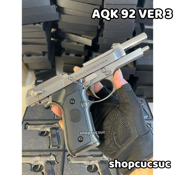 AQK 92 Ver.3 - Beretta M92 100% kim loại thép vonfram - Súng đạn thạch/6mm - Hình ảnh 8