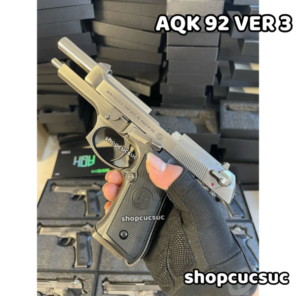 AQK 92 Ver.3 - Beretta M92 100% kim loại thép vonfram - Súng đạn thạch/6mm - Hình ảnh 7