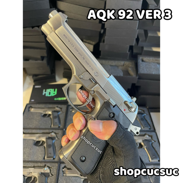 AQK 92 Ver.3 - Beretta M92 100% kim loại thép vonfram - Súng đạn thạch/6mm - Hình ảnh 6