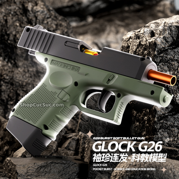 G26 - Súng lục nhựa đồ chơi auto văng shell Blowback (3 màu) - Hình ảnh 8