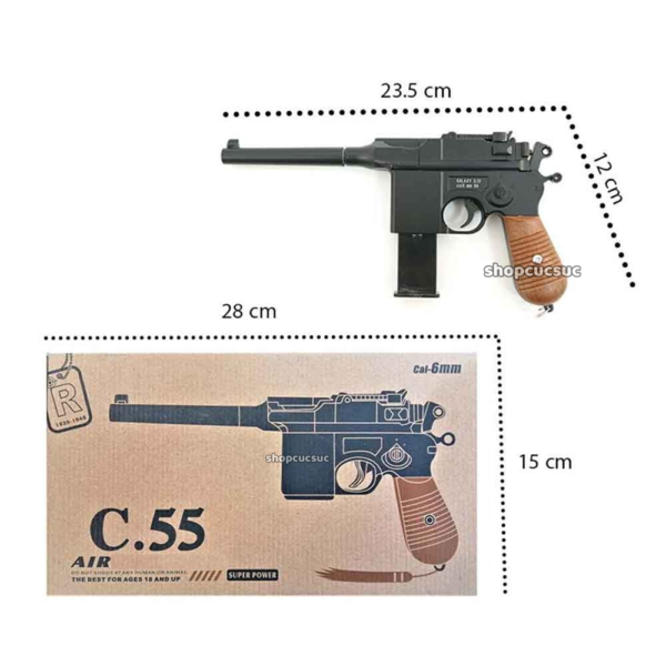 C55 - Mô hình Mauser C96 – Súng đồ chơi kim loại 6mm BB - Hình ảnh 9