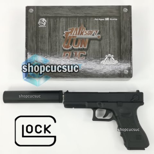 Q1C Glock 18 kèm Silencer ~240fps - Súng đồ chơi nhựa 6mm BB - Hình ảnh 6