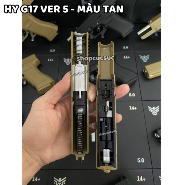 HY G17 Ver 5 (màu t) - Glock 17 ~260fps - Súng đồ chơi full kim loại 100% 6mm BB - Hình ảnh 9