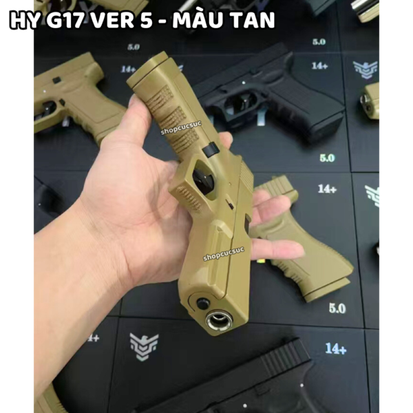 HY G17 Ver 5 (màu t) - Glock 17 ~260fps - Súng đồ chơi full kim loại 100% 6mm BB - Hình ảnh 10