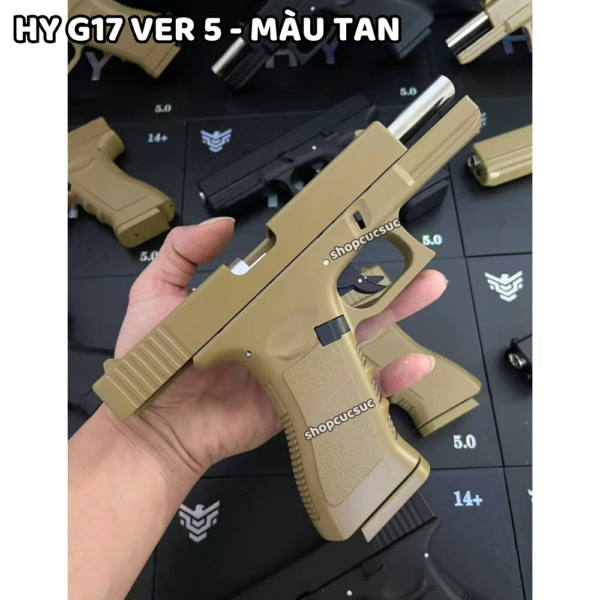 HY G17 Ver 5 (màu t) - Glock 17 ~260fps - Súng đồ chơi full kim loại 100% 6mm BB - Hình ảnh 6