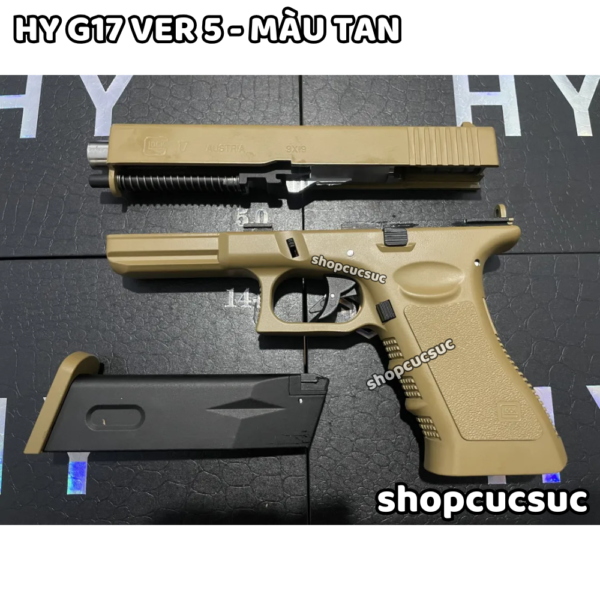 HY G17 Ver 5 (màu t) - Glock 17 ~260fps - Súng đồ chơi full kim loại 100% 6mm BB - Hình ảnh 8