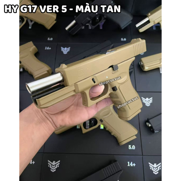 HY G17 Ver 5 (màu t) - Glock 17 ~260fps - Súng đồ chơi full kim loại 100% 6mm BB - Hình ảnh 7