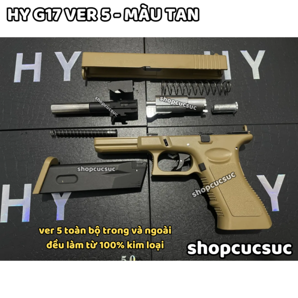 HY G17 Ver 5 (màu t) - Glock 17 ~260fps - Súng đồ chơi full kim loại 100% 6mm BB - Hình ảnh 3