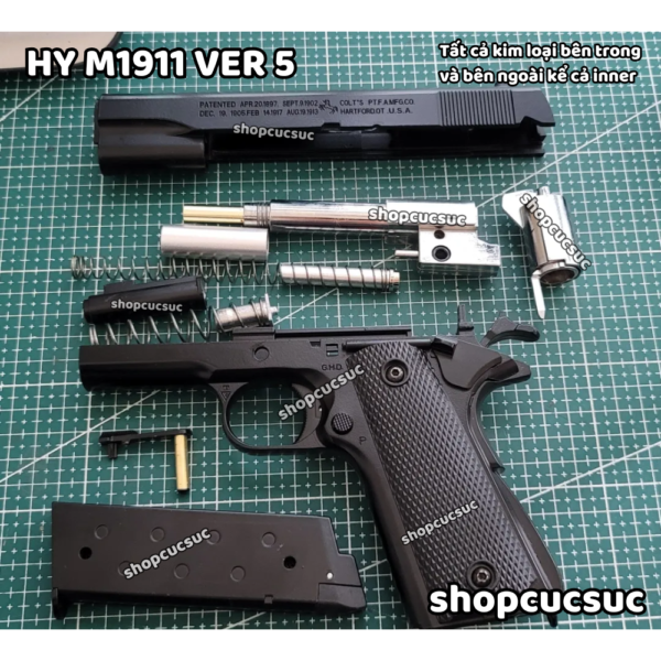 HY M1911 Ver 5 ~270fps - Súng đồ chơi full kim loại 100% 6mm BB - Hình ảnh 3