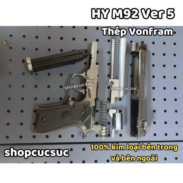 HY 92 Ver 5 100% thép vonfram - Beretta M92 ~260fps - Súng đồ chơi kim loại 6mm BB - Hình ảnh 8