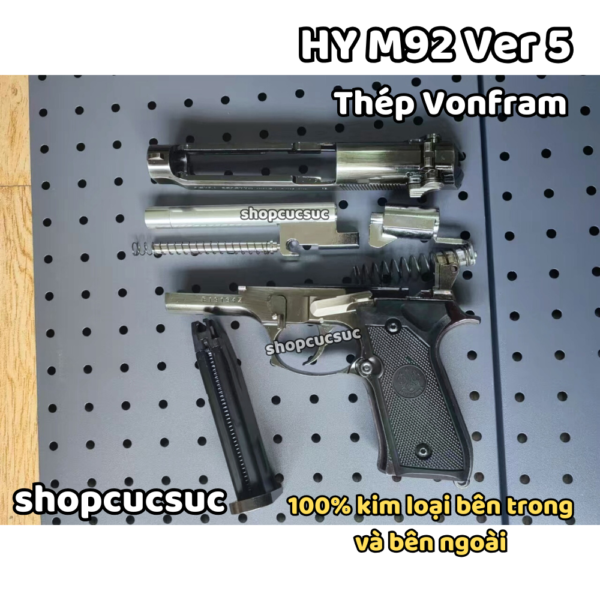 HY 92 Ver 5 100% thép vonfram - Beretta M92 ~260fps - Súng đồ chơi kim loại 6mm BB - Hình ảnh 5