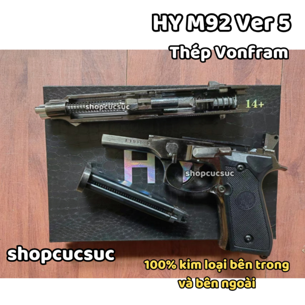 HY 92 Ver 5 100% thép vonfram - Beretta M92 ~260fps - Súng đồ chơi kim loại 6mm BB - Hình ảnh 4