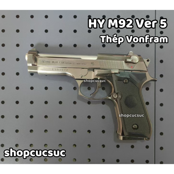 HY 92 Ver 5 100% thép vonfram - Beretta M92 ~260fps - Súng đồ chơi kim loại 6mm BB - Hình ảnh 6