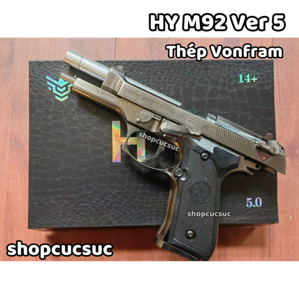 HY 92 Ver 5 100% thép vonfram - Beretta M92 ~260fps - Súng đồ chơi kim loại 6mm BB - Hình ảnh 2