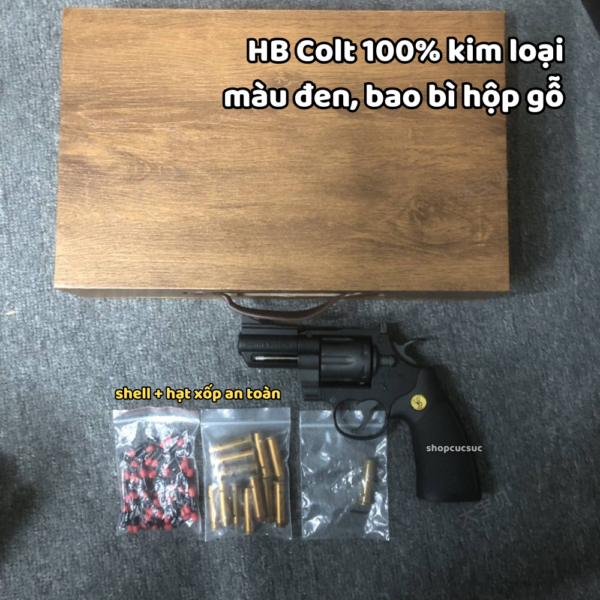 HB Colt Python Double Action Revolver 80% - súng đạn xốp ổ xoay auto 100% kim loại - Hình ảnh 6