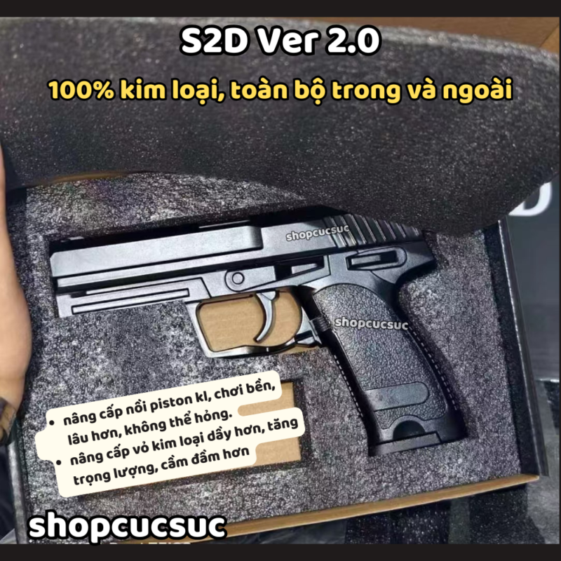 S2D Ver 2.0 ~290fps – Mô hình HK USP – Súng đồ chơi full kim loại 6mm BB