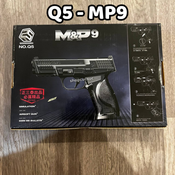 Q5 MP9 ~250fps - Spring Pistol Toy Gun - Súng đồ chơi hạt nhựa 6mm BB - Hình ảnh 3