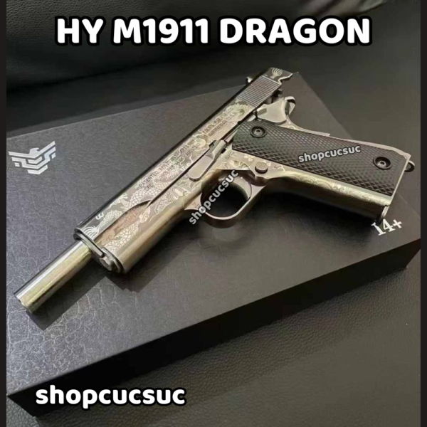 HY M1911 DRAGON ~250fps - Súng đồ chơi 100% kim loại hoạ tiết điêu khắc Rồng Thần 6mm BB - Hình ảnh 3